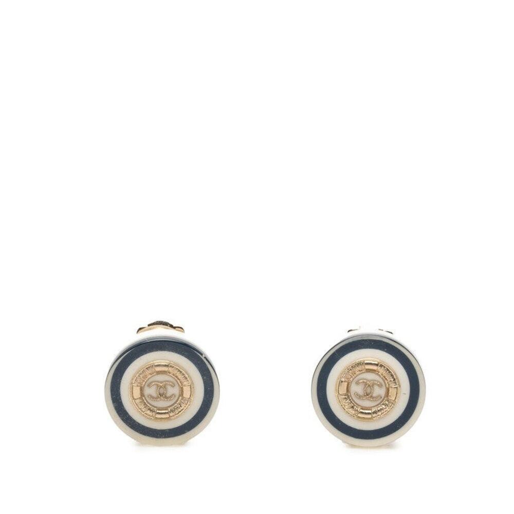 Chanel CC Logo Plated Plastic Earrings Gold